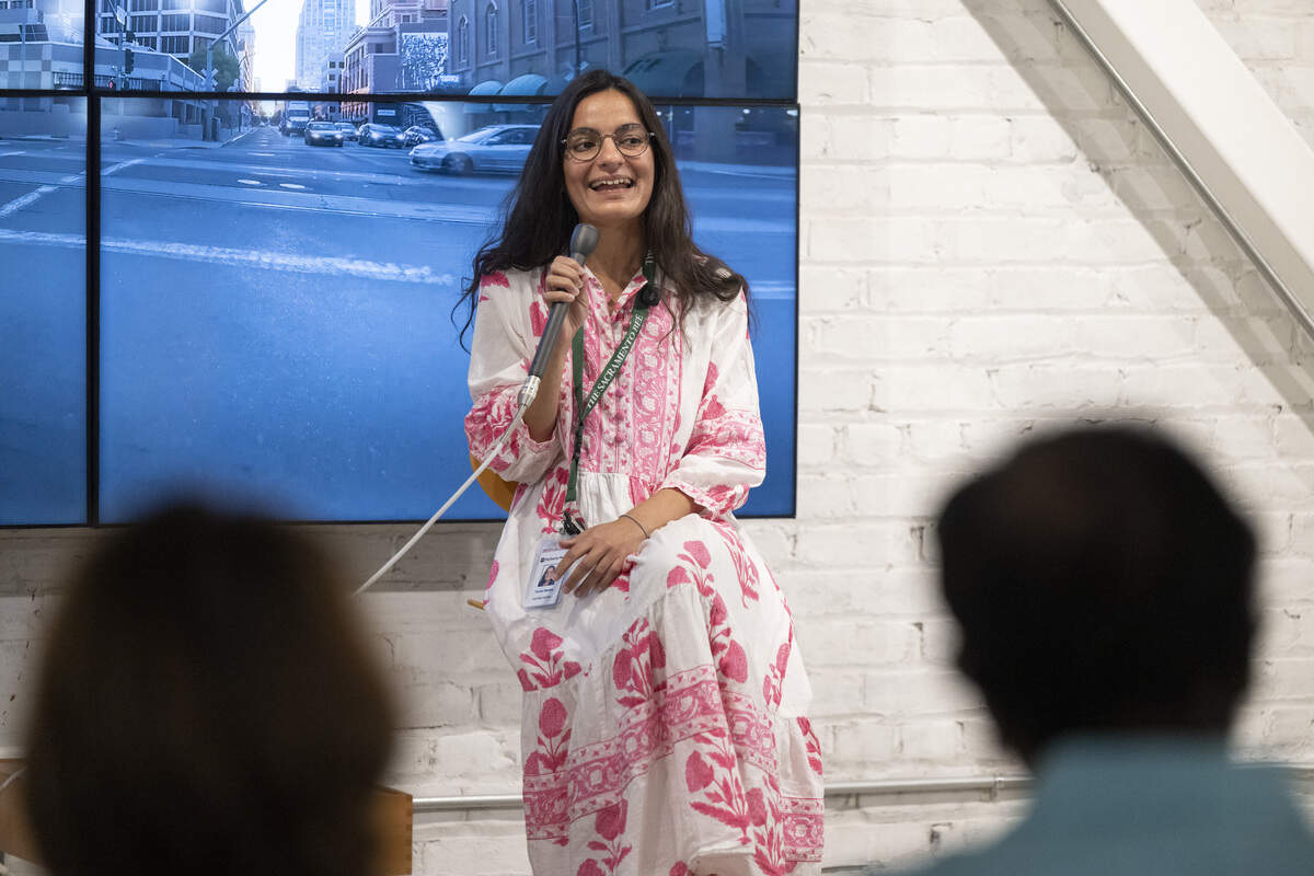 Sacramento Bee Higher Education Reporter Tarini Mehta answers a question during a back to school Q&A session at The Sacramento Bee’s office in Sacramento on Tuesday, Aug. 4, 2026.